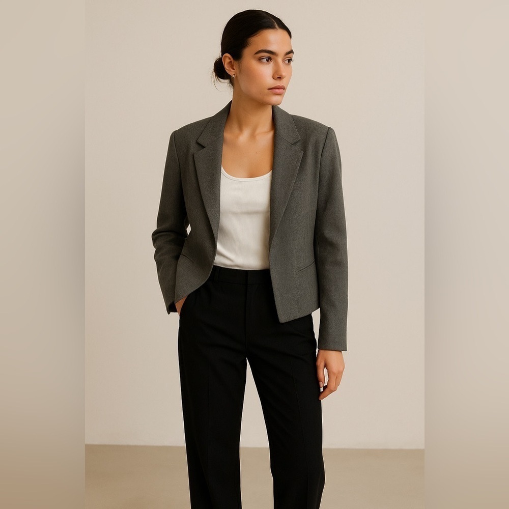 Lilith Model Off Duty Wool Blend Open Blazer